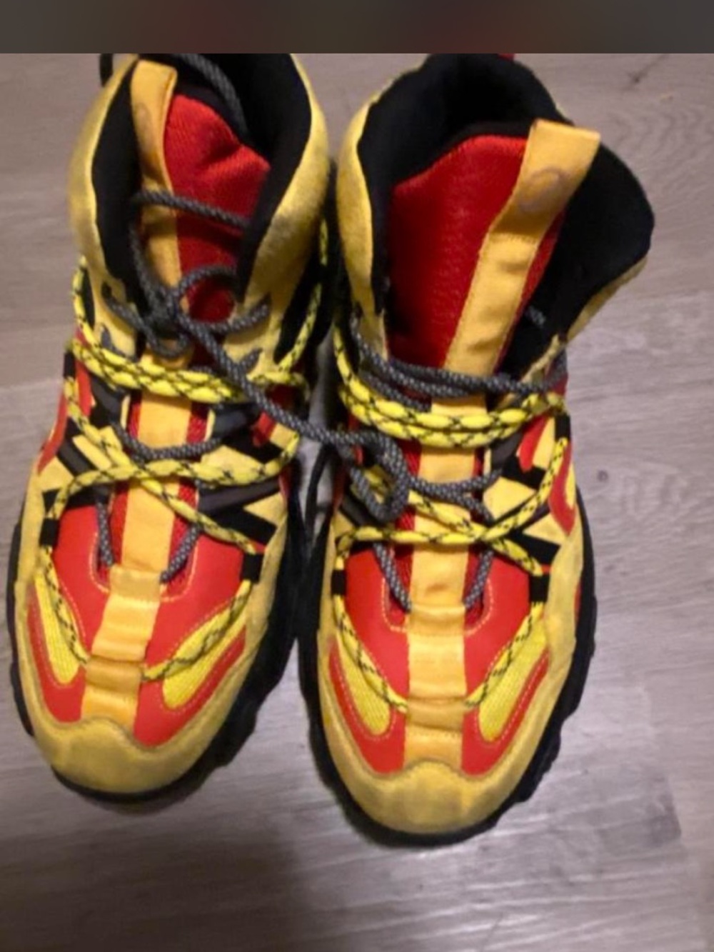 Men's Red & Yellow Trail Sneakers - Bold Outdoor Running Shoes